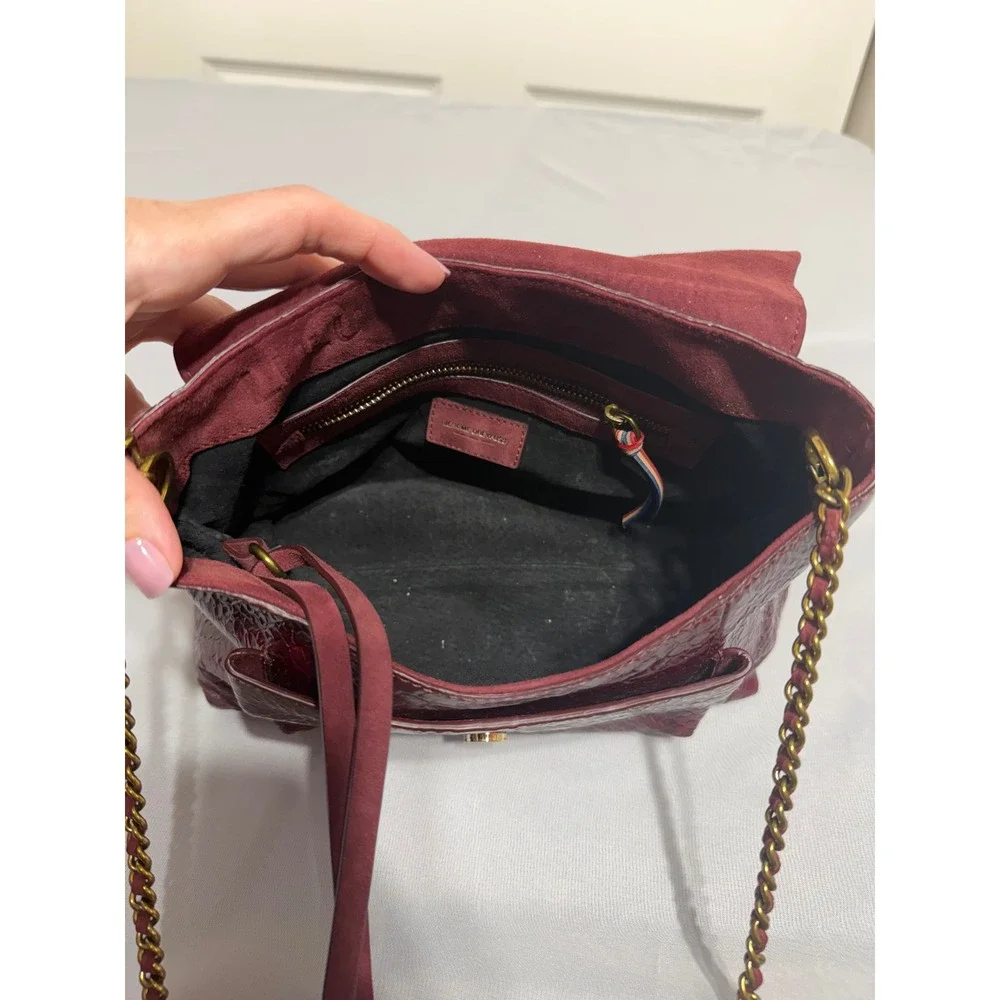 Jerome Dreyfuss LuLu Burgundy Embossed Leather Snakeskin Shoulder Bag Crossbody